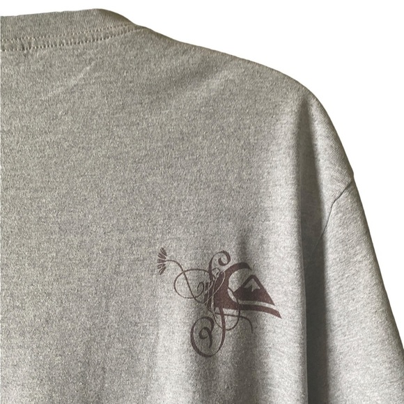 QUIKSILVER Surf Maroon Logo Grey Tee Shirt Men L Large - Picture 4 of 8